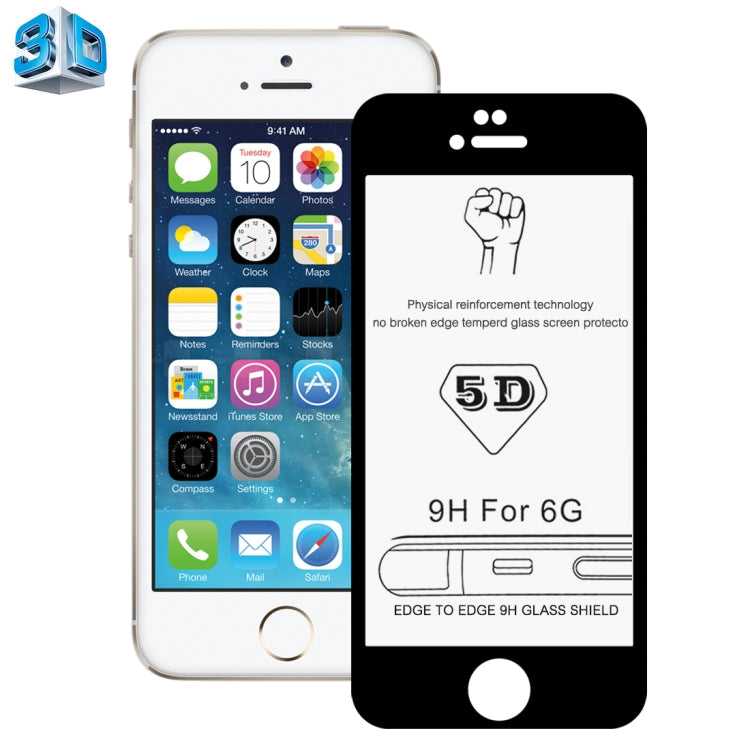 Pellicola per schermo in vetro temperato antideflagrante 5D con durezza superficiale 0,26 mm 9H per iPhone 6 e 6s Pellicola per schermo in vetro temperato antideflagrante 5D con durezza superficiale 0,26 mm 9H per iPhone 6 e 6s